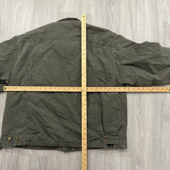 Vintage Falls Creek Chore Coat Men's XL Green Leather Collar Barn Utility Boxy - Picture 7 of 7